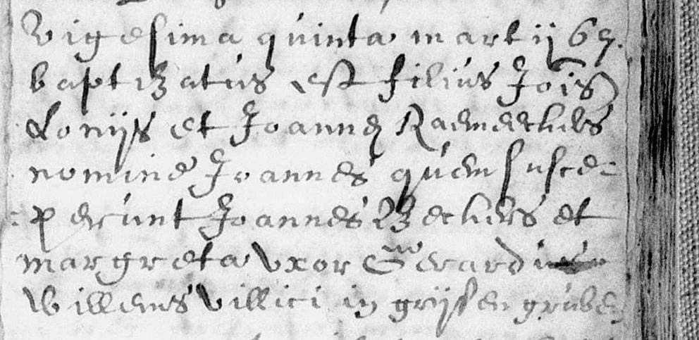Doopakte van Joannes Lonijs (III.1.) uit 1667